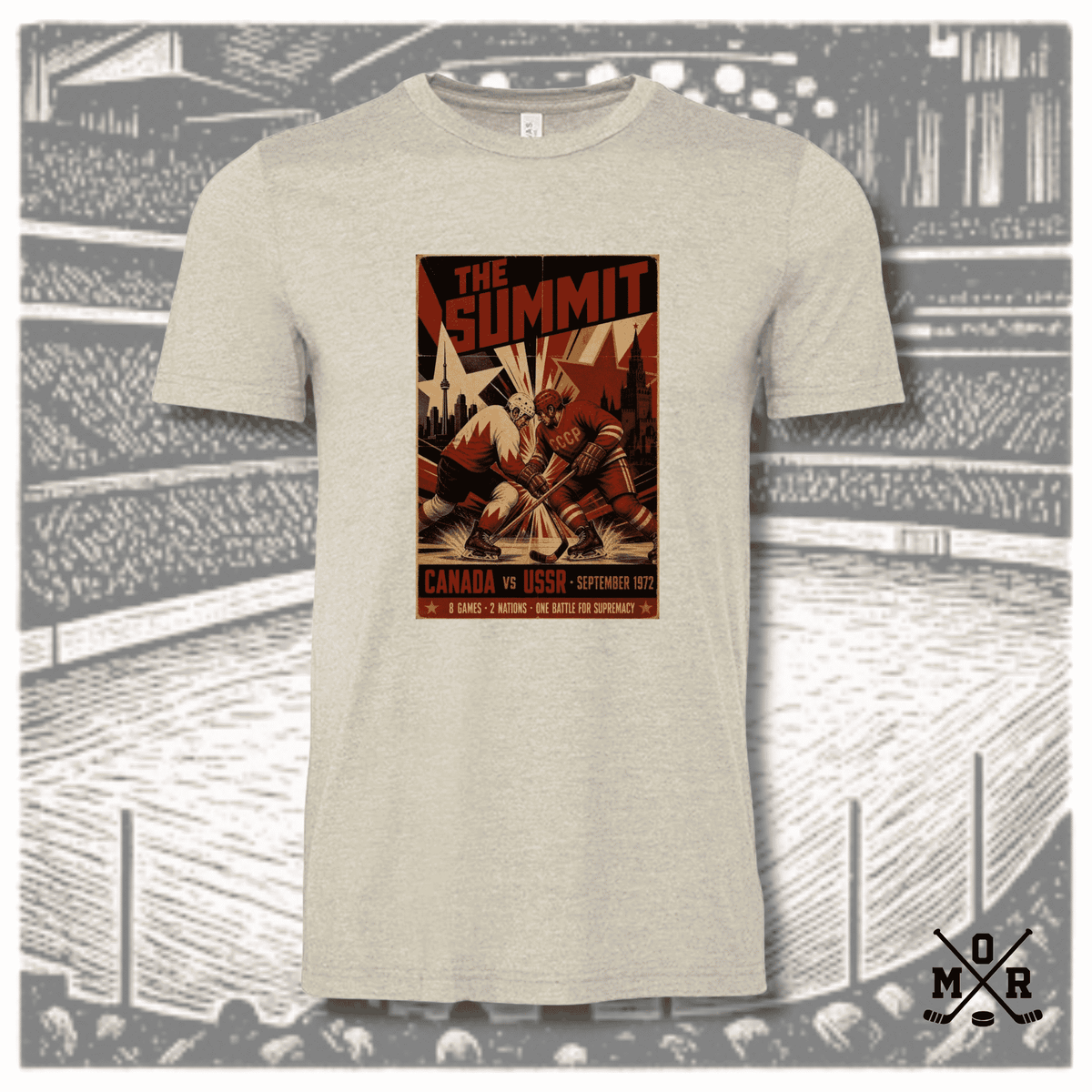 Heathered oatmeal vintage hockey t-shirt with Summit Series graphic