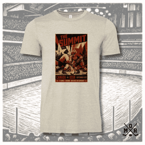 Heathered oatmeal vintage hockey t-shirt with Summit Series graphic