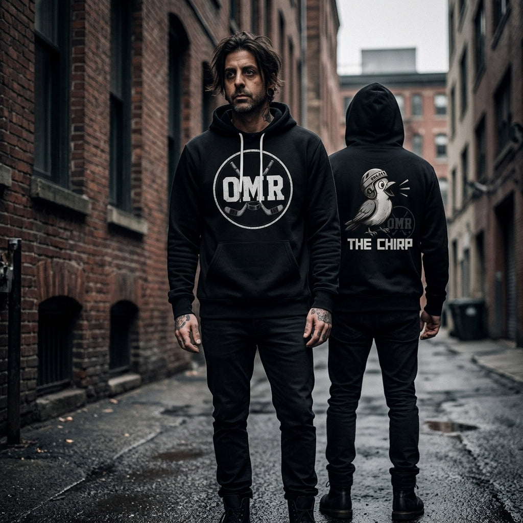 Double-sided graphic hoodie — On Model - Outdoor | Generated by Modelize
